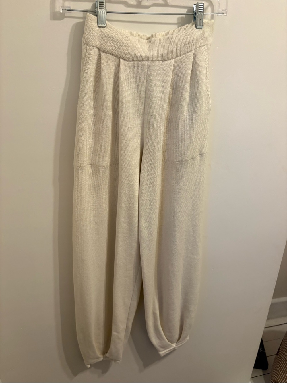 Free People FP Beach Freya Knit Tapered Pants Cream Small